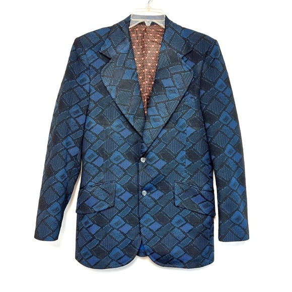 Vintage 70’s Geometric Mod Brocade Detroit Blazer Jacket - Picture 1 of 8